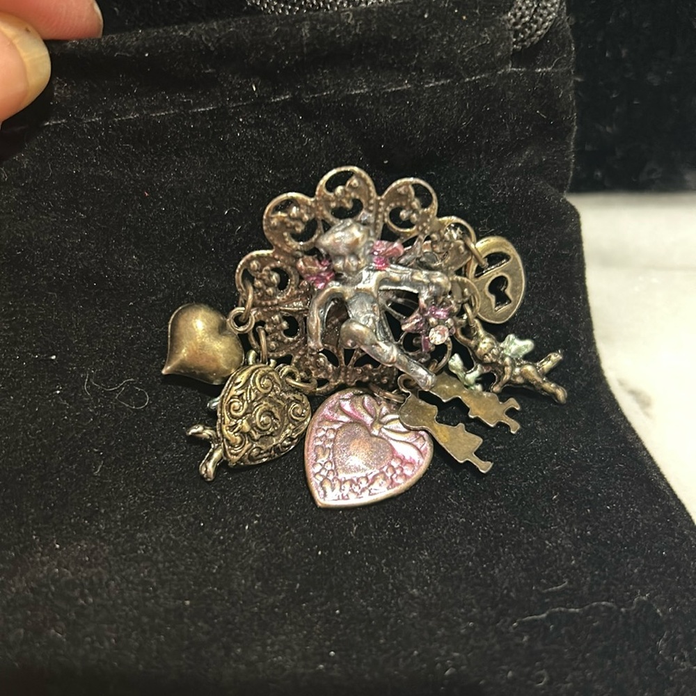 Love Themed Vintage Patina Charm Dainty Brooch-Boutique